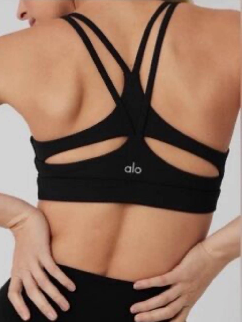 ALO Yoga Black Airbrush Suspension Sports Bra Size Medium